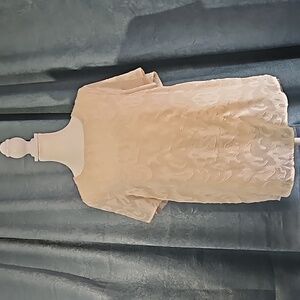 Promesa Womens Short Sleeves Textured Cream Blouse  - Size Large